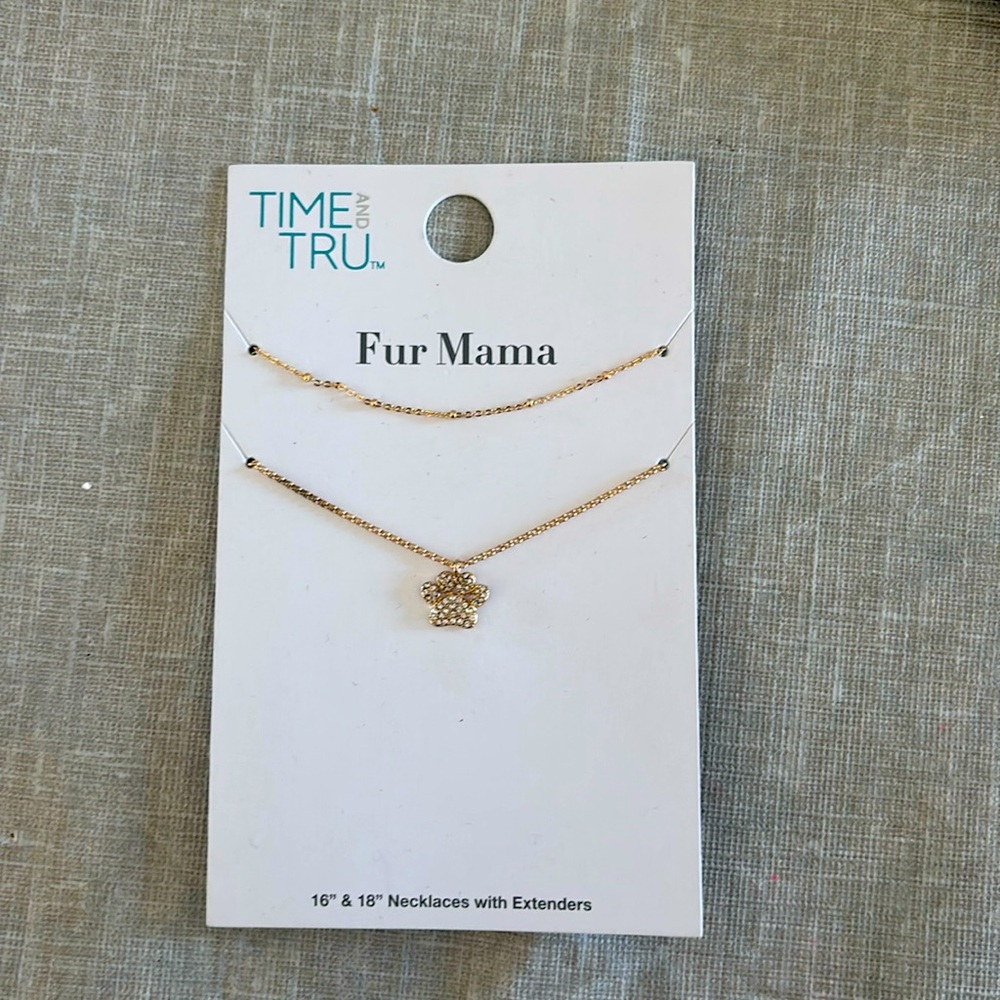 Dog paw Gold tone necklace
